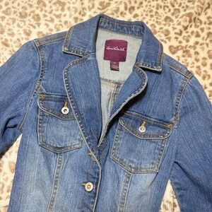 Gloria Vanderbilt Petite Denim Jacket Blue Classic Button Front Size M